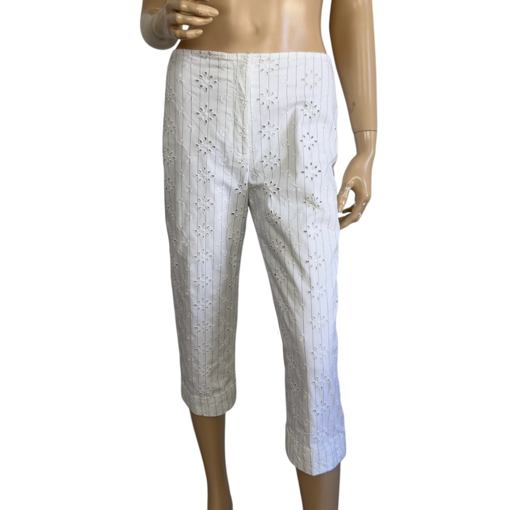 Drama Striped Eyelet Capri Pants 6